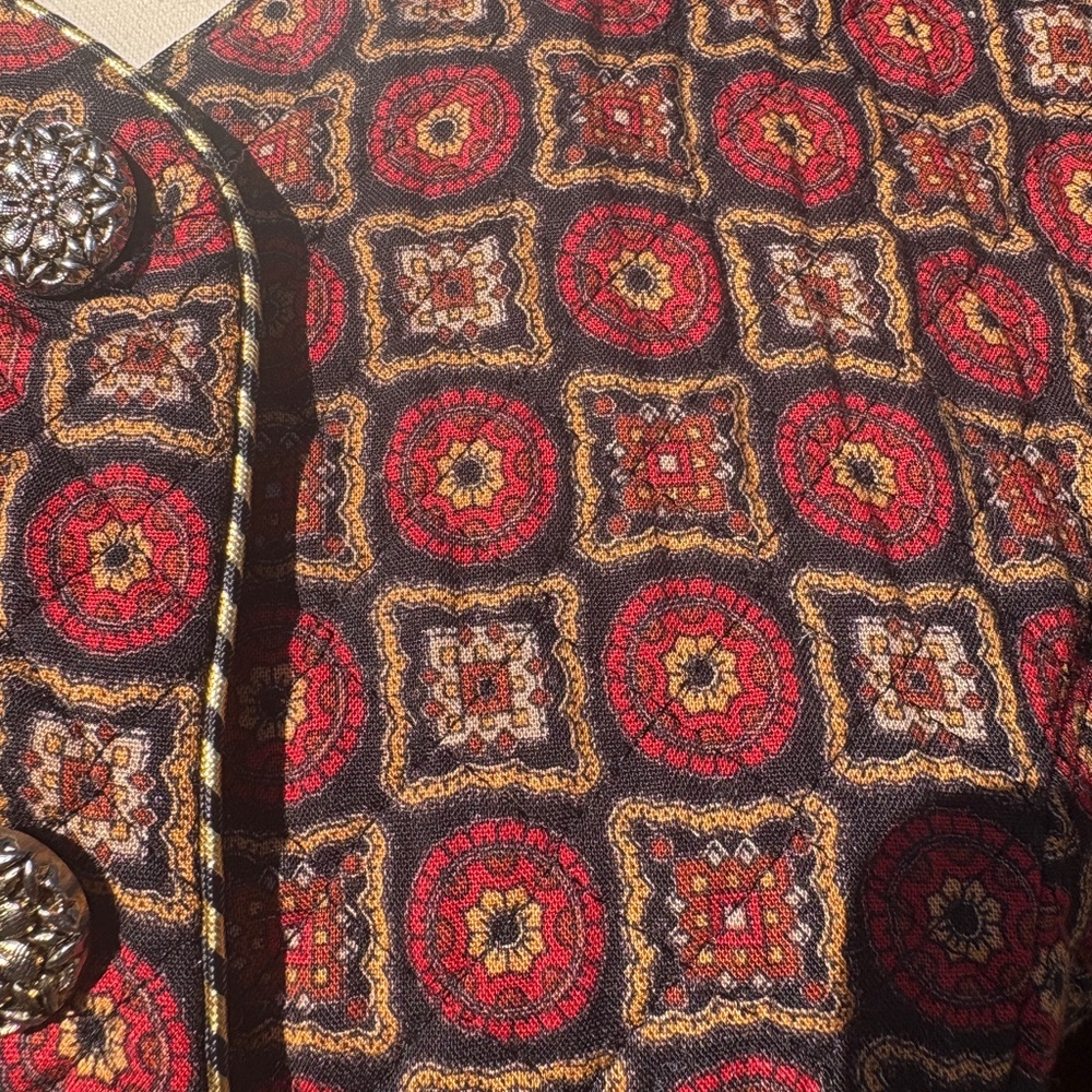 Vintage Lindor Button-Up Blouse Boho Geometric Print Sz M - Picture 6 of 9